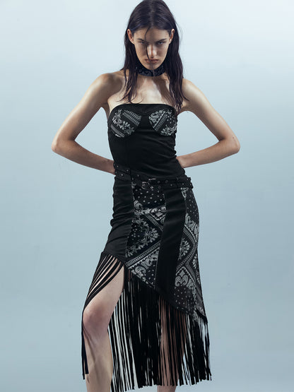 UpdateNN NORTH NODE Piscean Loom Ethereal Threads Fringe Trim Dress