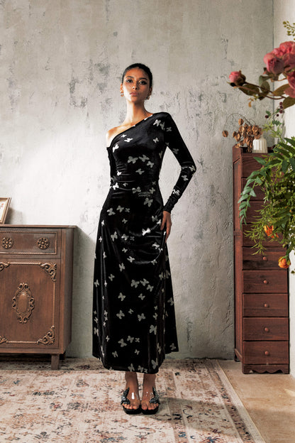 Update Anti Being General Butterfly Dream Bias Cut Velvet Gown