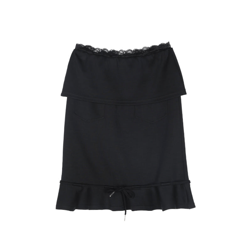 ALINNV STUDIO Lace Waist Fishtail Midi Skirt Two-Way Wear
