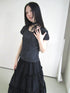 Updateang project Korean Inspired Dot Print Short Sleeve Tee With Scarf