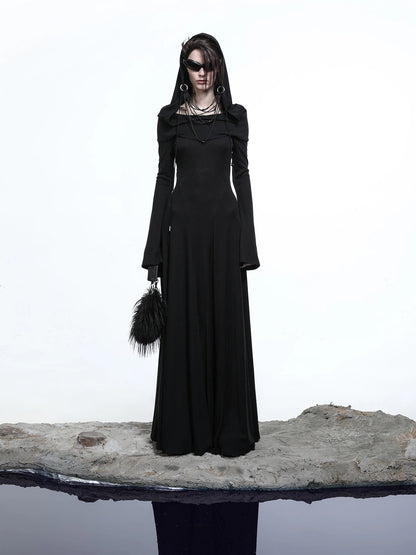 Lyocell Hooded Maxi Dress with Convertible Styles