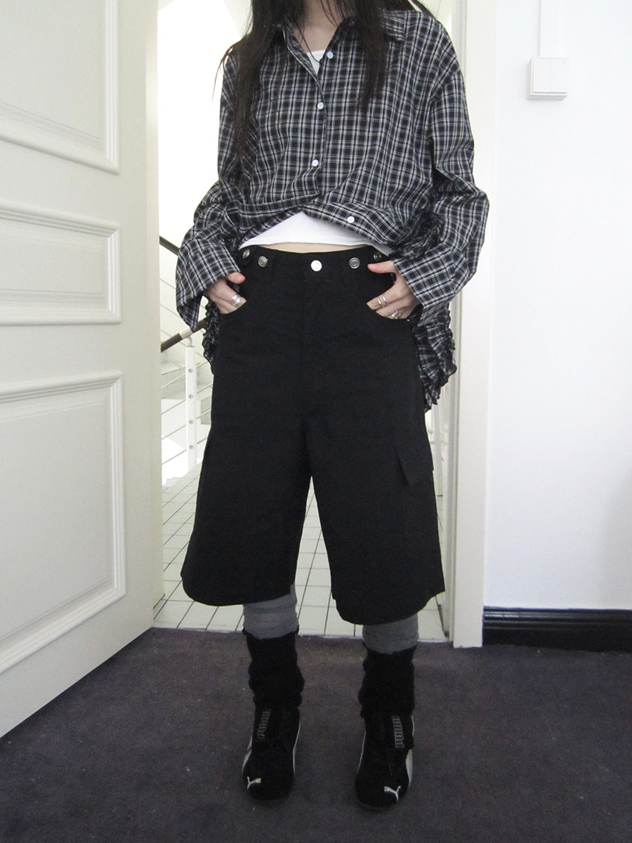 ang project Retro High Waisted Cargo Capri Pants With Oversized Pockets