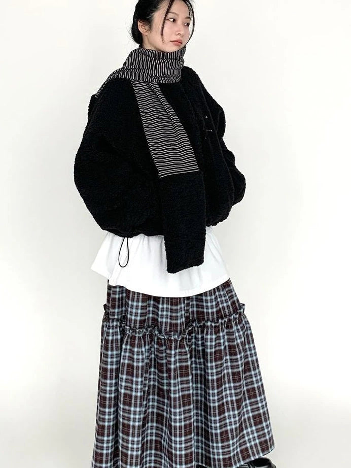 Blackberry Plaid Sherpa-Lined Winter Jacket Coats
