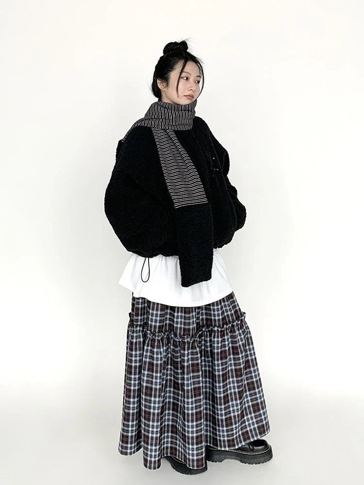 Blackberry Plaid Sherpa-Lined Winter Jacket Coats