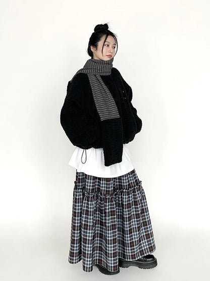 Blackberry Plaid Sherpa-Lined Winter Jacket Coats