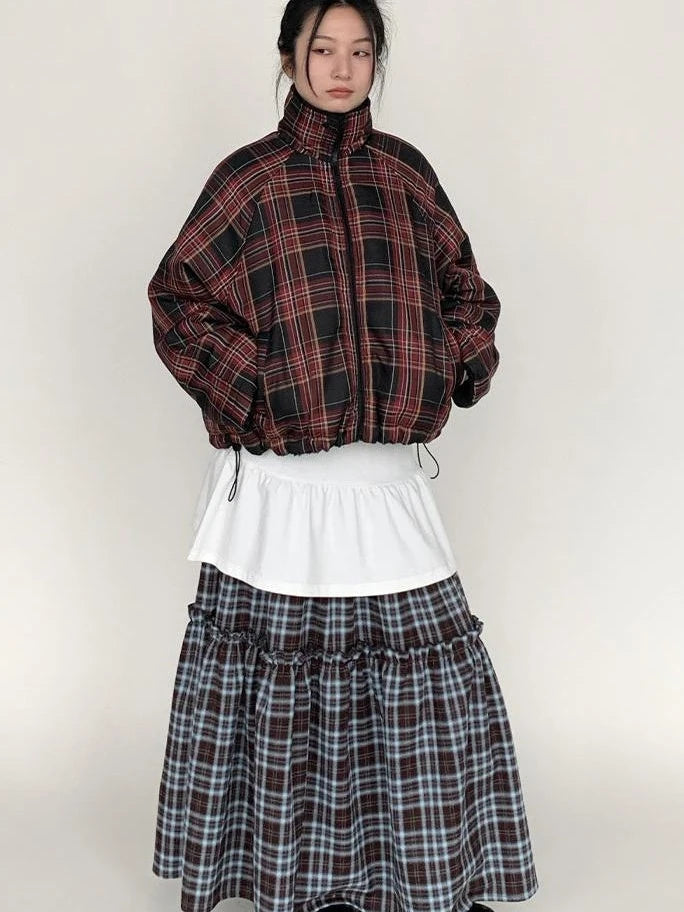 Blackberry Plaid Sherpa-Lined Winter Jacket Coats