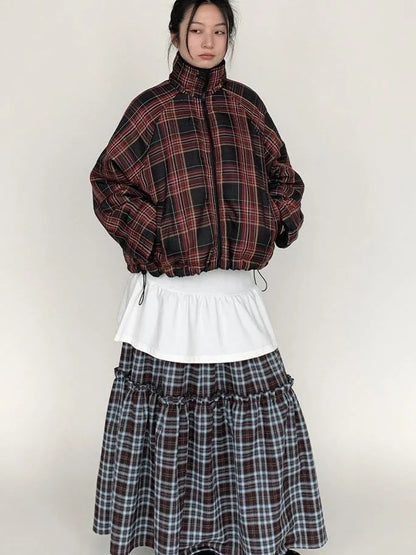 Blackberry Plaid Sherpa-Lined Winter Jacket Coats