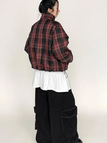 Blackberry Plaid Sherpa-Lined Winter Jacket Coats
