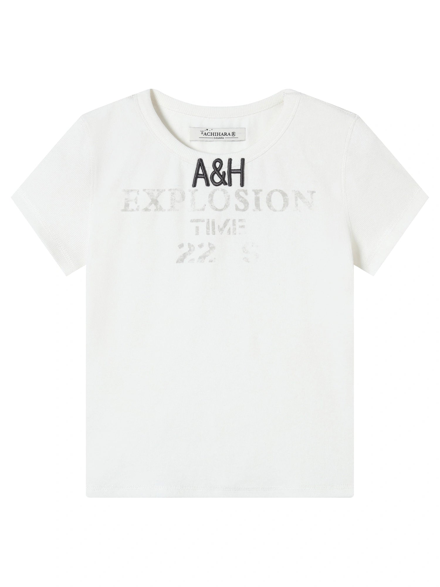 Explosion Color Block Ribbed Lettering Tee