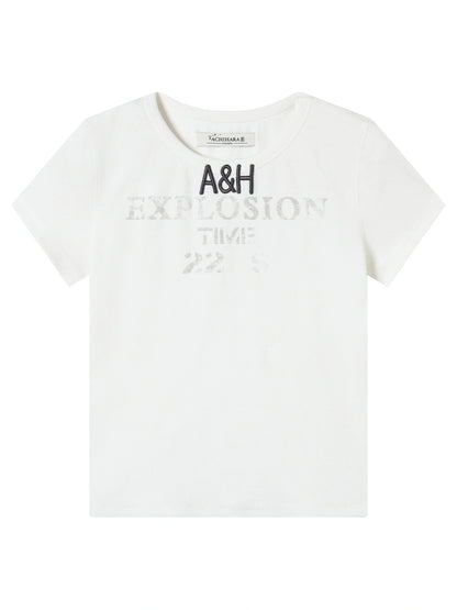 Explosion Color Block Ribbed Lettering Tee