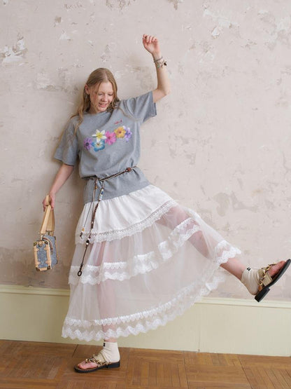 DIDDI MODA Blooming Floral Print Cotton Tee