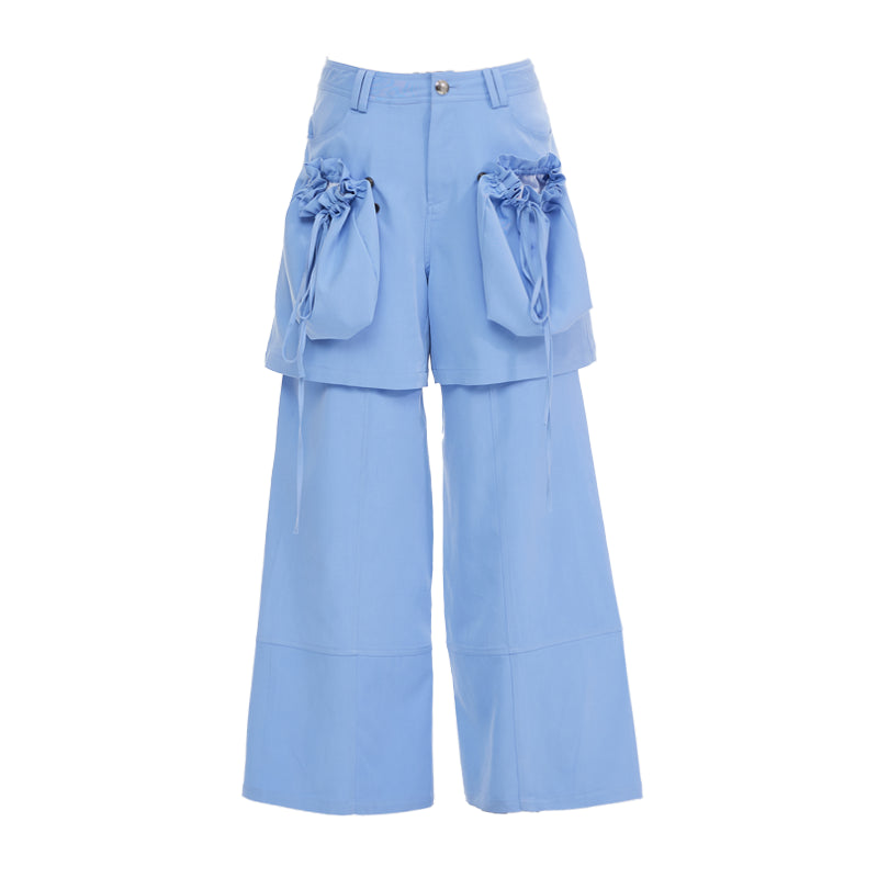 YOSHUYUKI Detachable Sky Blue Straight Leg Pants