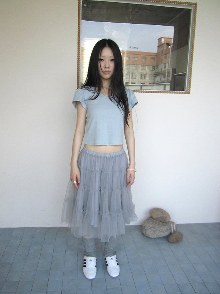 Updateang project V-Neck Crop Top With Small Wing Sleeves