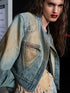 Vintage Washed Distressed Cowboy Denim Jacket