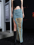 UpdateNN NORTH NODE Distressed Denim Skirt With Frayed Hem