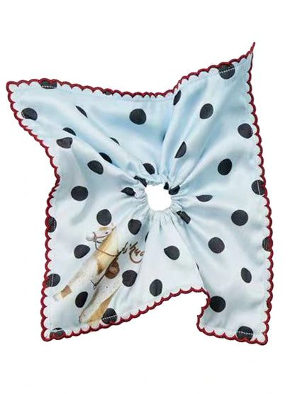 Vintage Polka Dot Pony Print Scarf Tie Hair Accessory