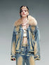 Quilted Denim Jacket With Fur Trim