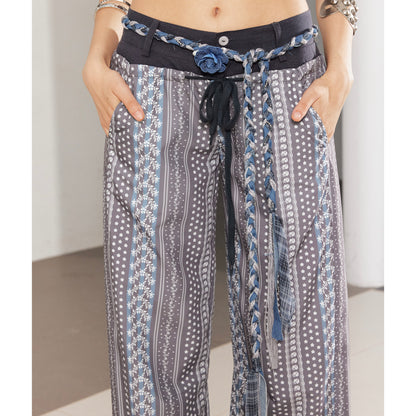 2th Desire Handwoven Linen Bohemian Beaded Stone Rope Belt