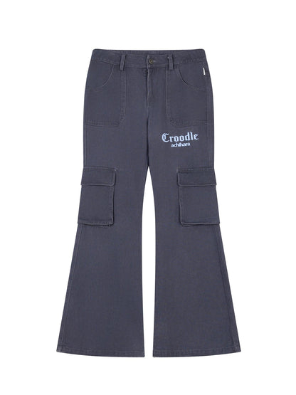 Achihara Gothic Pigeon Low Rise Flare Cargo Pants