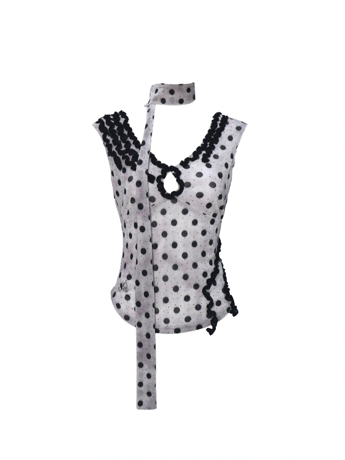 Low Cut Lace Velvet Dot Camisole Top