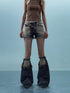 NN NORTH NODE Vintage Frayed Denim Shorts Washed Indigo