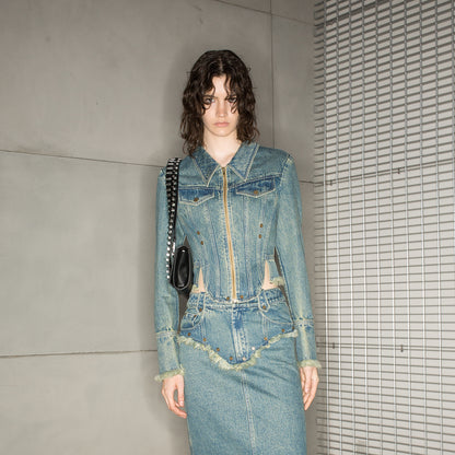 NN NORTH NODE Distressed Frayed Denim Set 2024 Ss