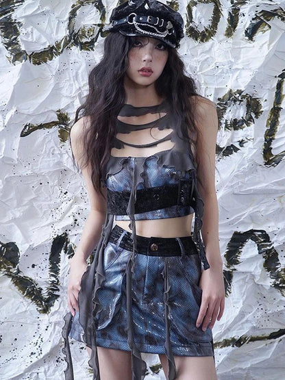 Blue Margarita Distressed Leather Vest