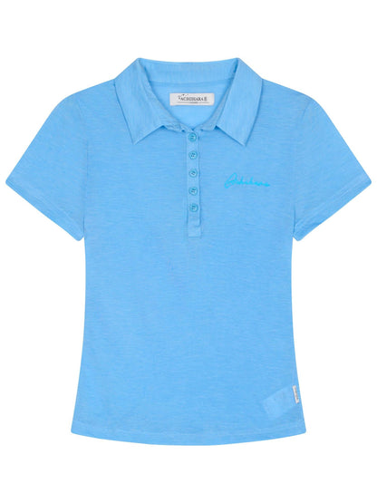 Achihara Glassine Polo Tee Slim Fit Breathable Short Sleeve Top