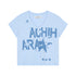 Achihara V-Neck Frayed Hem Cotton Tee With Melted Fruit Print