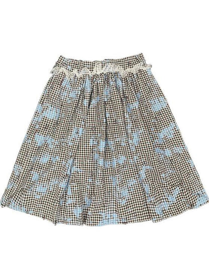 Ttsunami Blue Splatter Print Flared Midi Skirt With Layers Skirts
