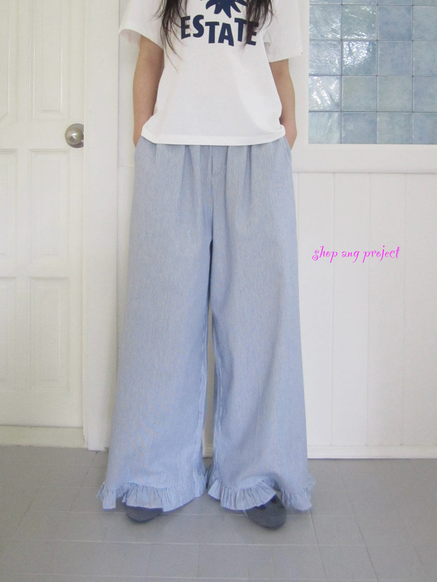 ang project Vintage Fungal Stripe Elastic Waist Wide Leg Pants