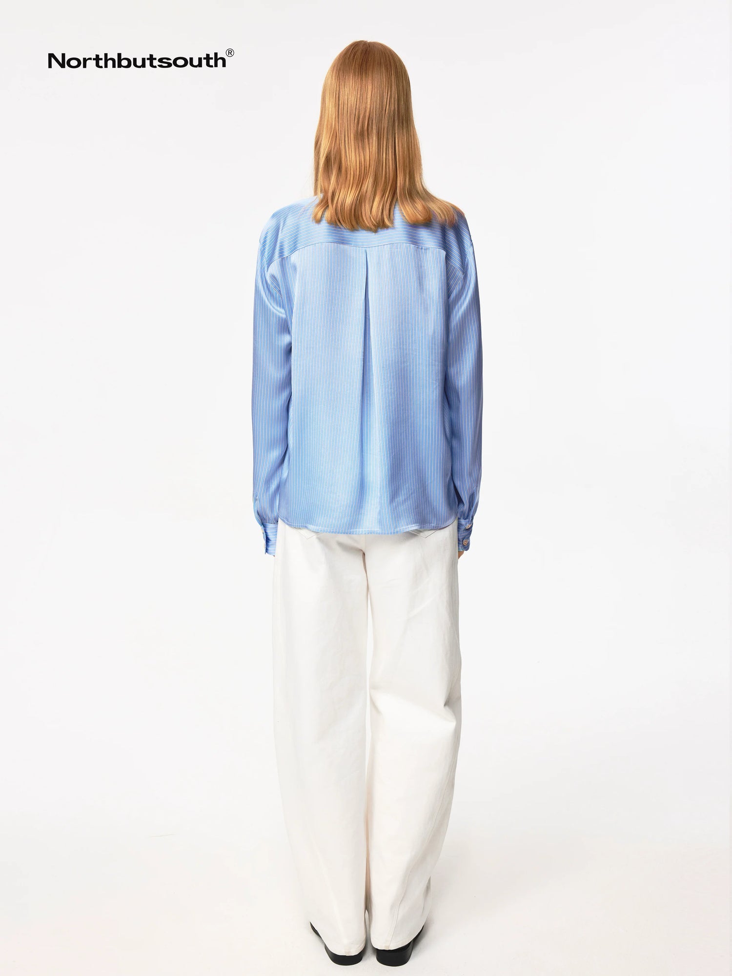 Blue Striped Acetate Bow Tie Layering Shirt