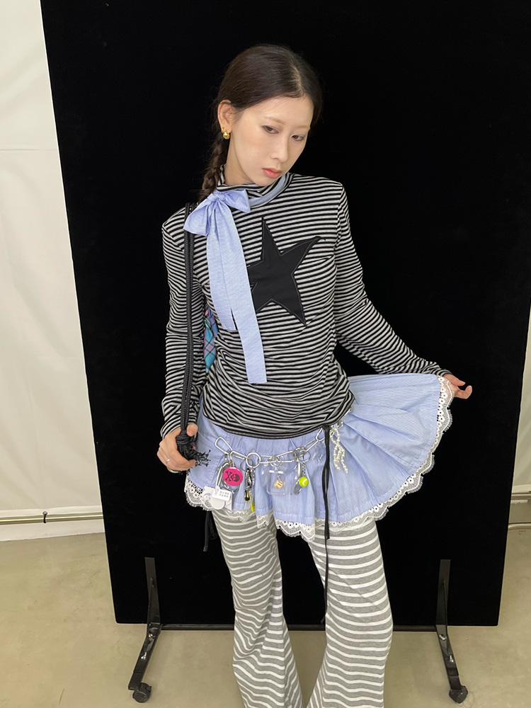Blue Striped Scarf for Fall Winter Neck Warmer Accessories