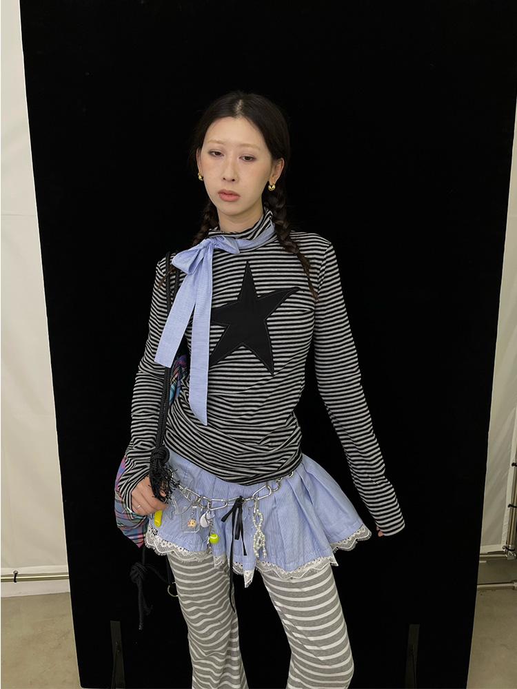 Blue Striped Scarf for Fall Winter Neck Warmer Accessories