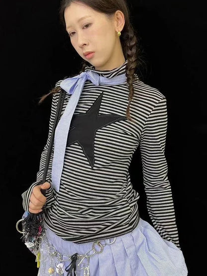 Blue Striped Scarf For Fall Winter Neck Warmer Accessories