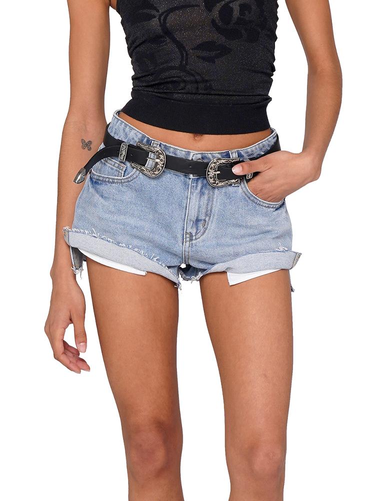 SweetChilling Blue White Washed Denim Shorts Hotpants For Women Summer Spring