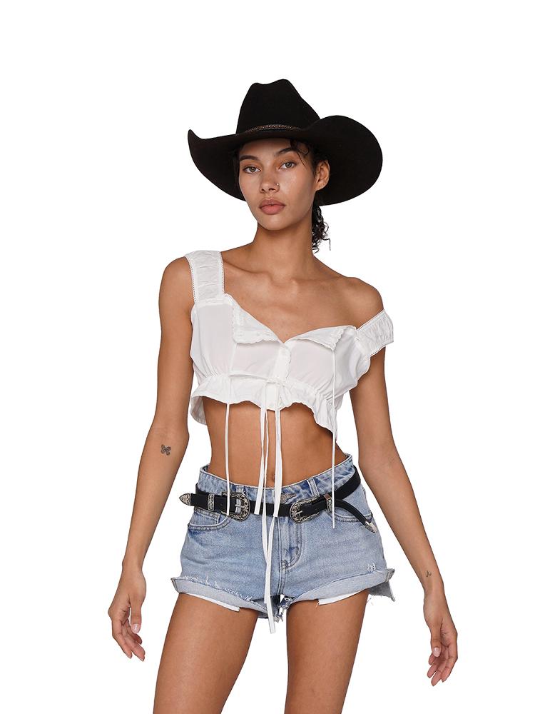 SweetChilling Blue White Washed Denim Shorts Hotpants For Women Summer Spring