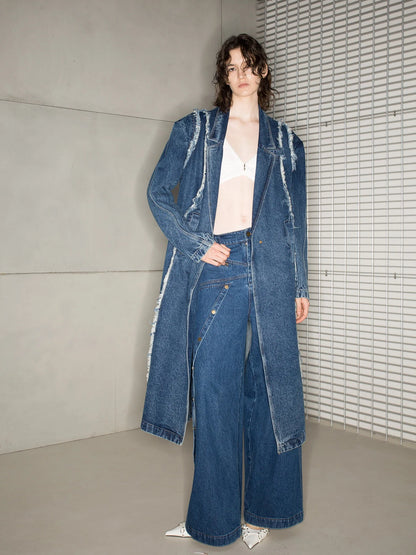 Oversized Knee Length Denim Coat