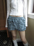 Tiered Sweet Plaid High Waisted Shorts Skirt With Elastic Waistband