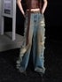 UpdateNN NORTH NODE Distressed Denim Wide Leg Jeans With Artistic Torn Details