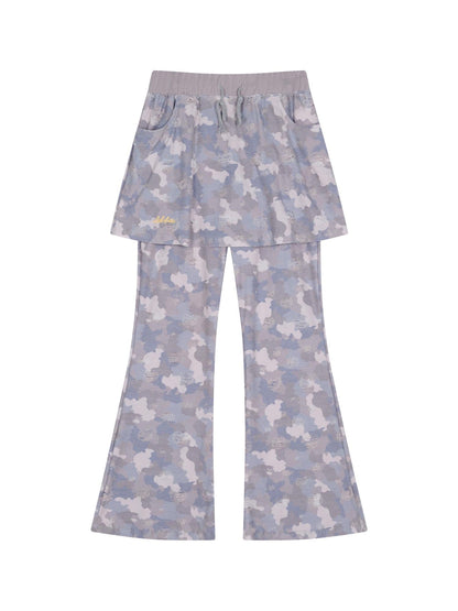 Achihara Blueberry Ice Camouflage Flare Palazzo Pants