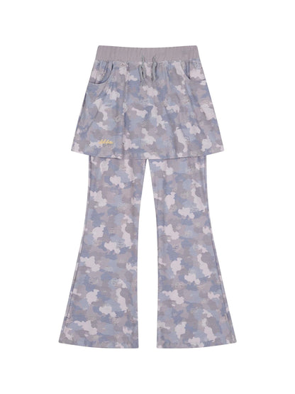 Blueberry Ice Camouflage Flare Palazzo Pants