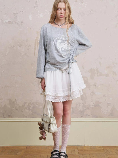 Bohemian Bow Pony Print Cropped Sleeve Tee