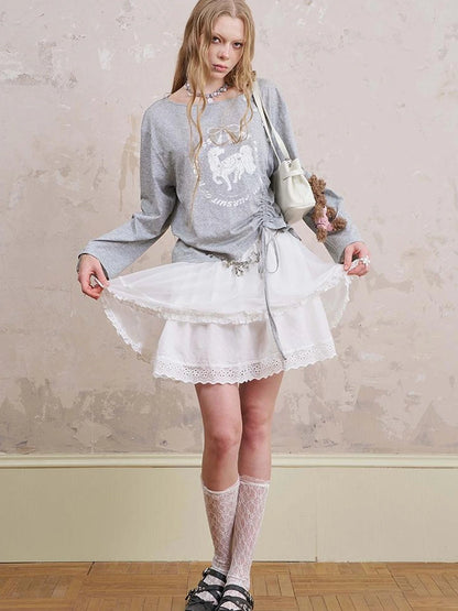 Bohemian Bow Pony Print Cropped Sleeve Tee