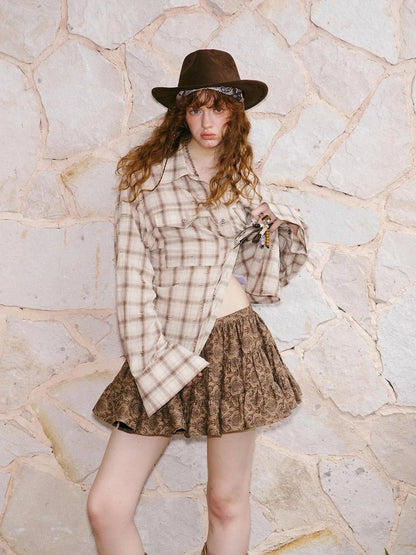 Bohemian Floral A Line Mini Puff Skirt