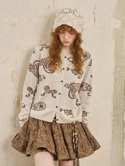 Bohemian Floral A Line Mini Puff Skirt