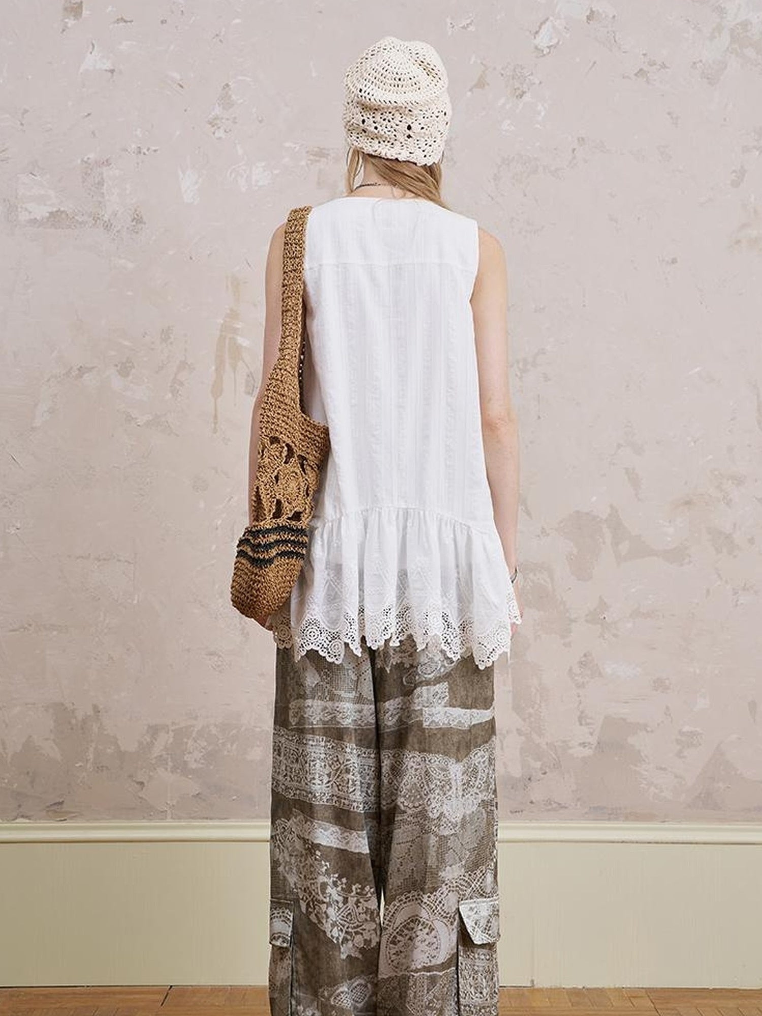 DIDDI MODA Bohemian Print Drawstring Wide Leg Pants