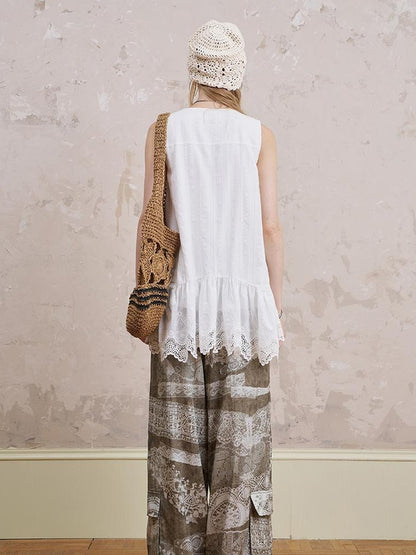 DIDDI MODA Bohemian Print Drawstring Wide Leg Pants