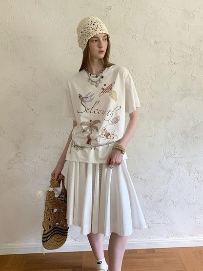 DIDDI MODA Bohemian Print Loose Fit Vintage Graphic Tee