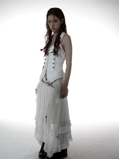 DoublePunch Bohemian Punk Asymmetric Hem Low Waist Flared Mini Skirt